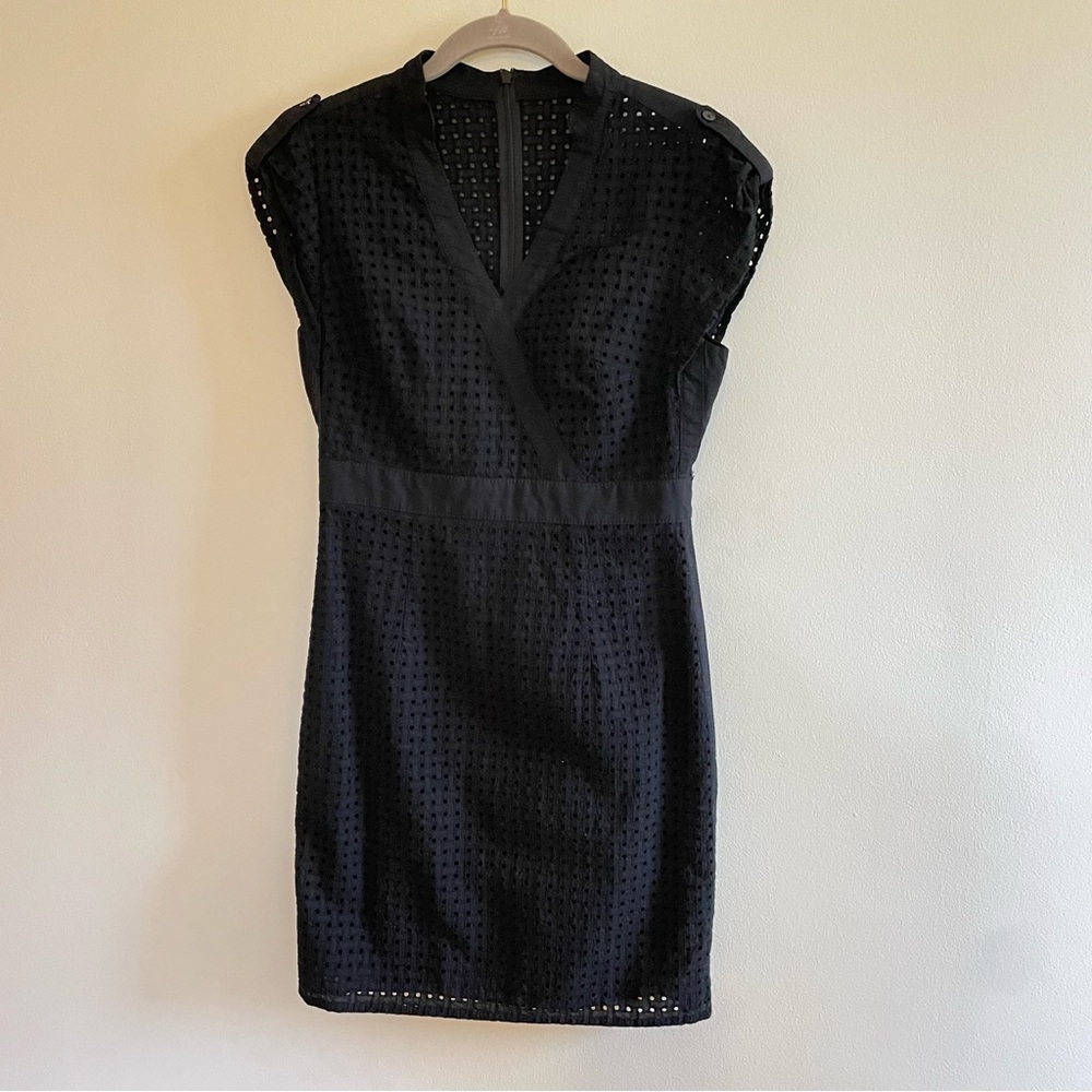 Phoebe couture black eyelet dress size 6. Classic Vneck black dress